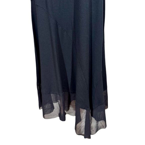 Eileen Fisher Asymmetrical Mesh Handkerchief Hem Sleeveless Jersey Dress - Picture 4 of 9